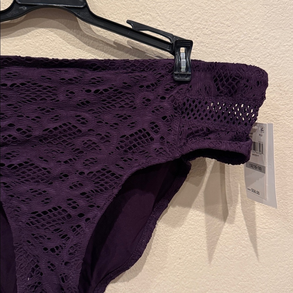 NWT Becca Crochet bikini bottom plus size plum hipster
